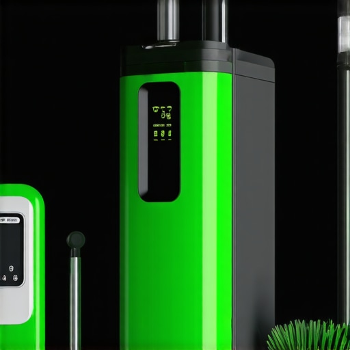 Eco-friendly cleaning tools including air quality monitor and enzymatic cleaners for post-construction sanitation