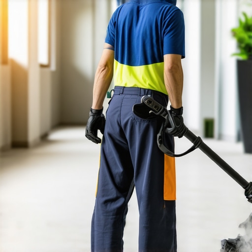 Steam cleaner and UV-C light device used for eco-friendly post-construction sanitation.