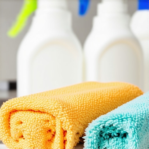 Natural cleaning products and microfiber cloths for green cleaning