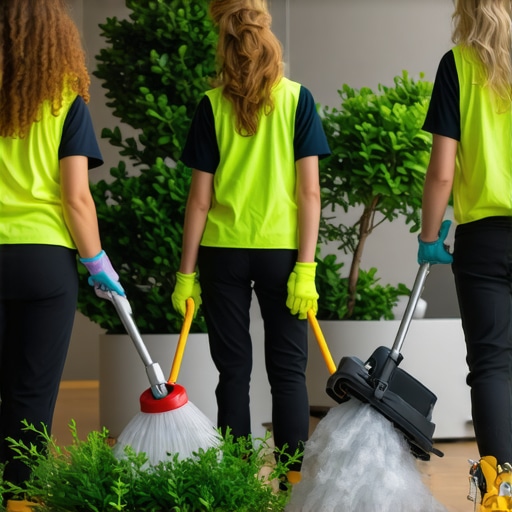 Cleaning team using eco-friendly tools after construction