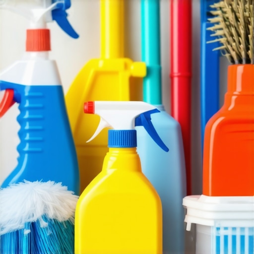 A construction site being cleaned with eco-friendly tools and natural cleaning products in daylight