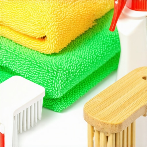 Eco-friendly cleaning tools and natural products used for house cleaning