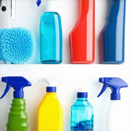 A collection of eco-friendly cleaning products and tools on a kitchen counter