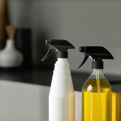 Eco-friendly cleaning products displayed on a kitchen counter