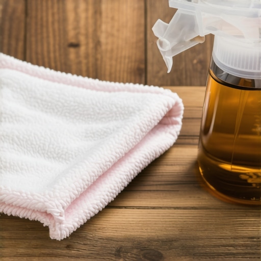 Microfiber cloth and natural disinfectant spray for eco-friendly house cleaning