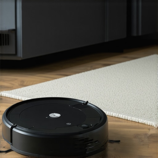 Robotic vacuum cleaner with eco filters operating in a bright living room